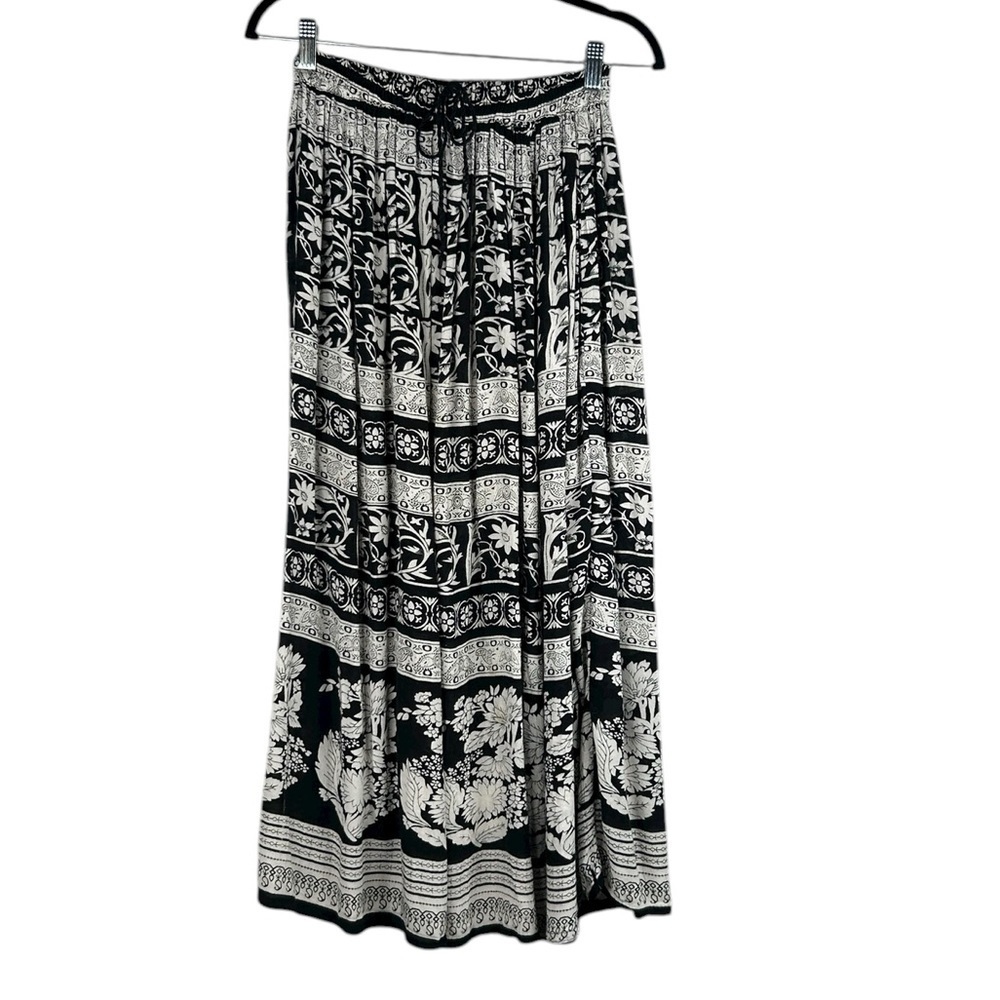 Cute Options Black &‎ White Floral Boho Folk Summer Spring Maxi Dress Size Small